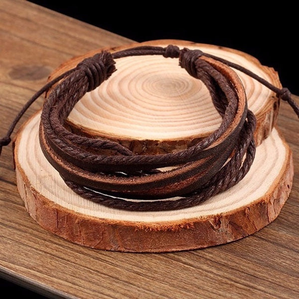Leather Braided Rope Wristband