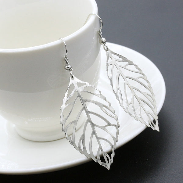 Dangling Metal Leaves Drop Earring