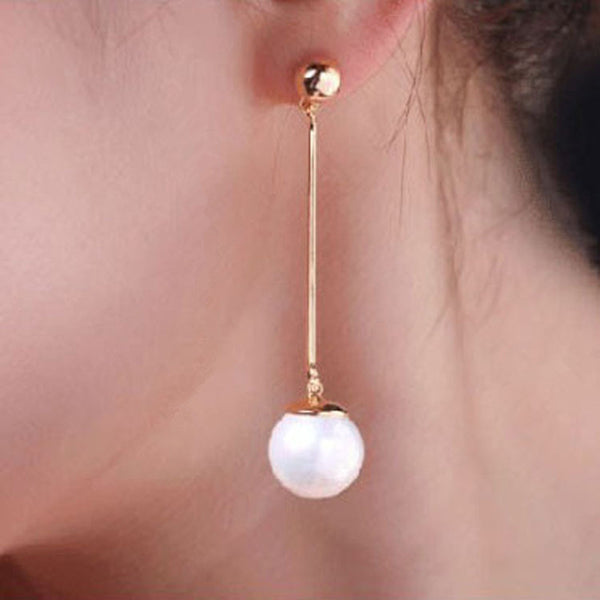 Simulated Long Pearl Tassel Earring